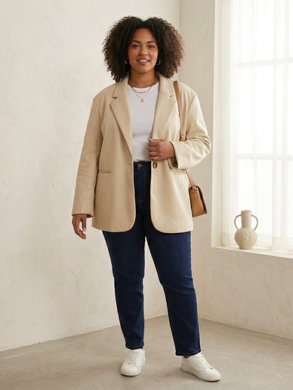 VERO MODA CURVE, Vegan Faux Leather,  Oversized Lined Blazer Suit Jacket BNWT